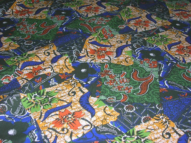 Coton imprime africain bleu vert 1