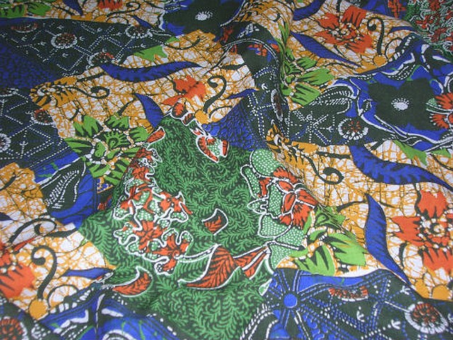 Coton imprime africain bleu vert 2