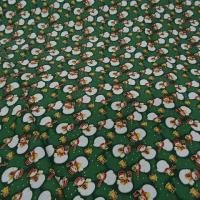 Coton imprime bonhomme de neige ton vert