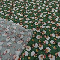 Coton imprime bonhomme de neige ton vert7