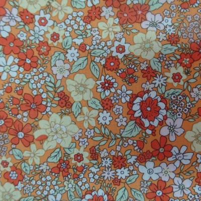 tissu coton imprimé liberty petite fleurs ton orange