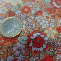 coton imprimé petite fleurs ton orange