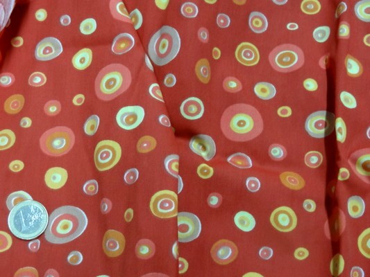 Coton rouge imprimé pois colorés 2