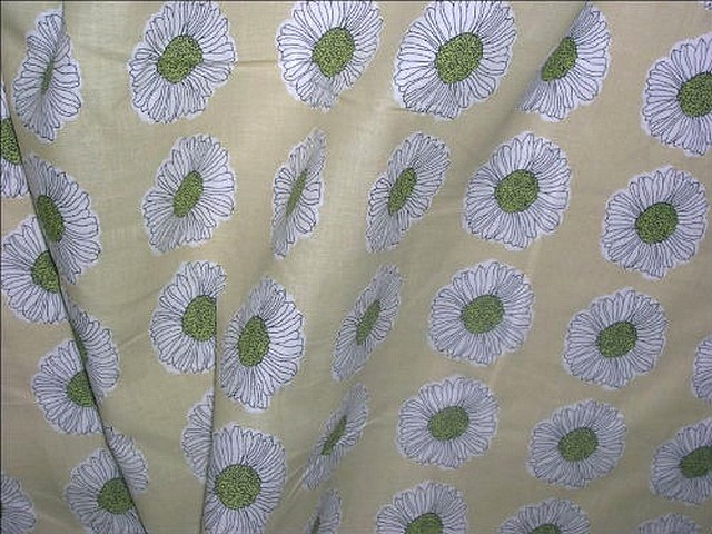 Coton jaune paille paquerettes coeur tilleul 1