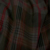 Coton kaki rouge imprime tartan 3 