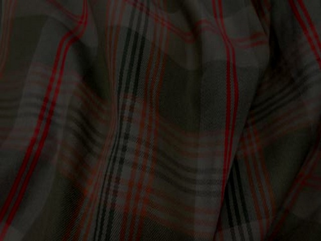 Coton kaki rouge imprime tartan 3