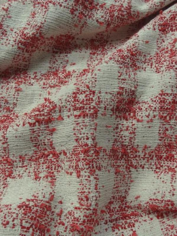 Coton lin melanges blanc casse et rouge type chanel 1 