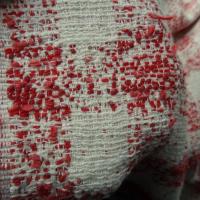 Coton lin melanges blanc casse et rouge type chanel 2 
