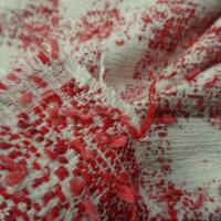 Coton lin melanges blanc casse et rouge type chanel 3 