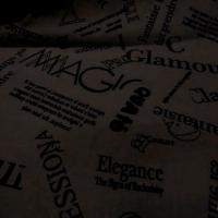 Coton lycra chocolat a motif floque noir 2