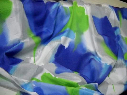 Coton lycra fleurs vert bleu gris 1 