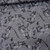 Coton lycra imprime ton gris