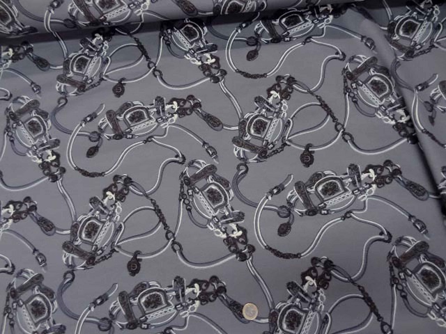 Coton lycra imprime ton gris
