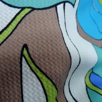Coton lycra tissage nid d abeille fleurs vintage bleu vert 3 