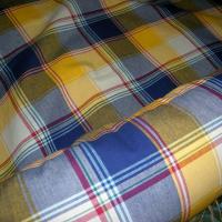 Coton madras jaune d or bleu klein 1 