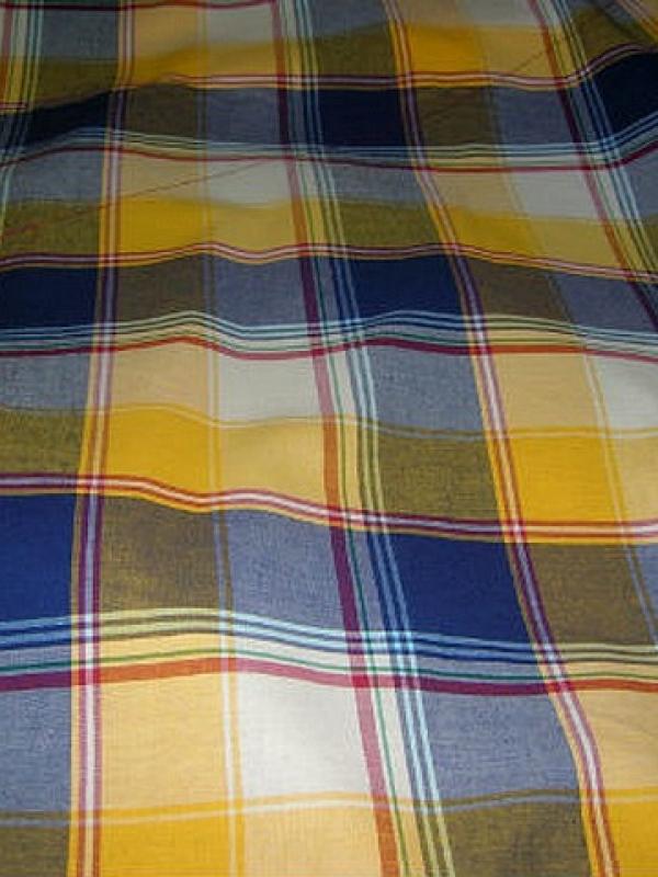 Coton madras jaune d or bleu klein 2 