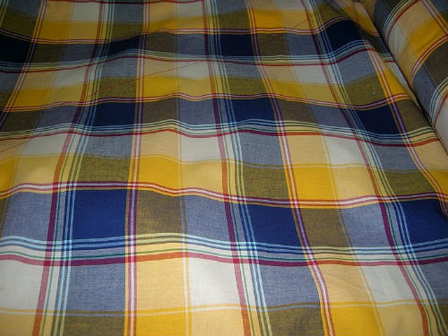 Coton madras jaune d or bleu klein 2