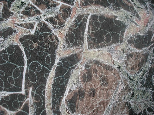 Coton marron delave devore dentelle effet fissure 2