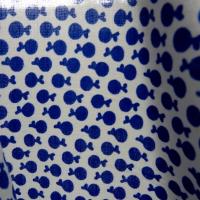 Coton melange blanc casse motif mini pommes bleu outremer 4