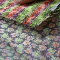 Coton melange faconne marguerites fond gris 3