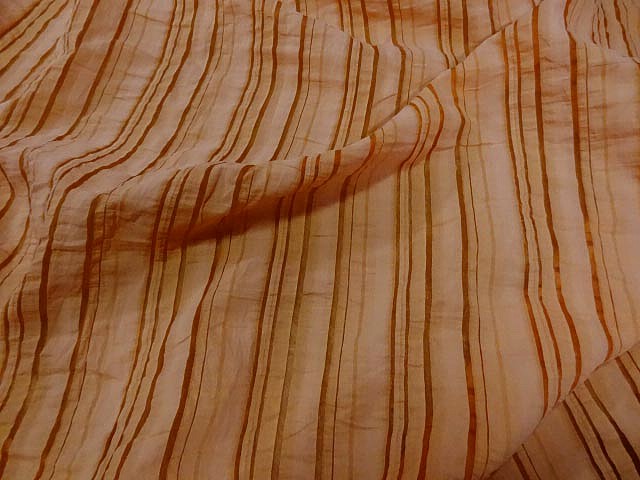 Coton melange mandarine devore raye 1