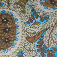 Coton motif frises cachemire bleu chaudron 3 