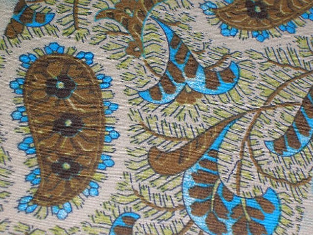 Coton motif frises cachemire bleu chaudron 3