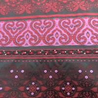 Coton motifs tisses noir fuchsia rouge a sequins 2