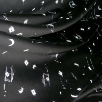 Coton noir motif croissant de lune blanc 1