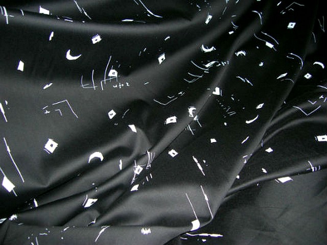 Coton noir motif croissant de lune blanc 3 