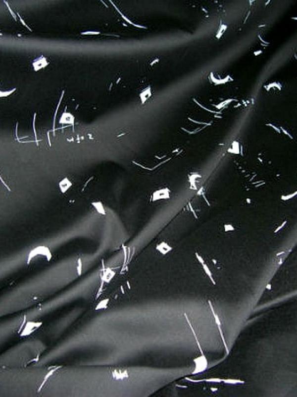 Coton noir motif croissant de lune blanc 3 