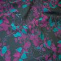 Coton polyamide feuillage damasse turquoise et fuchsia 3