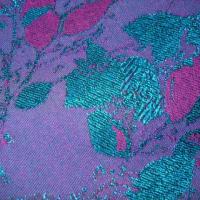 Coton polyamide feuillage damasse turquoise et fuchsia 4 