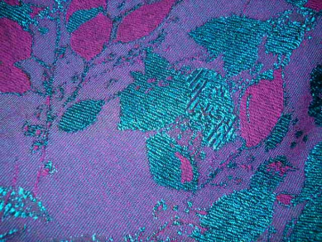 Coton polyamide feuillage damasse turquoise et fuchsia 4