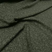 Coton polyester fond kaki fleurs mastic 2