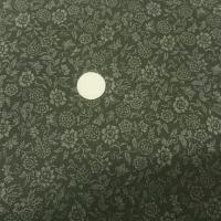 Coton polyester fond kaki fleurs mastic 3