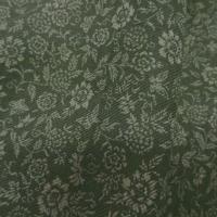 Coton polyester fond kaki fleurs mastic