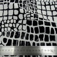 Coton polyester motif ecailles blanc noir 2 