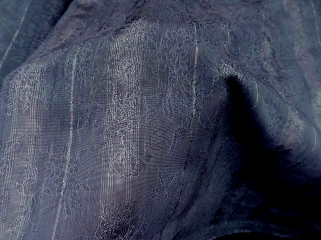 Coton polyester raye bleu gris fondu 1