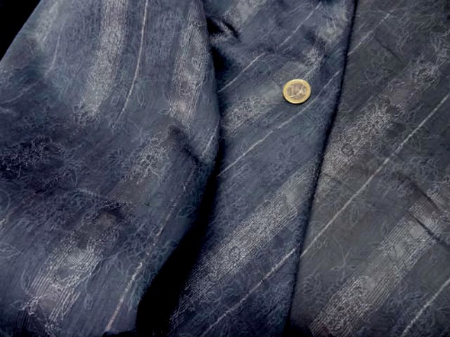 Coton polyester raye bleu gris fondu 2