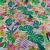 Coton polynesien fond blanc motif vert et rose 1 