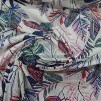 Coton popeline blanc cassé imprimé  ton bleu,noir et rouge