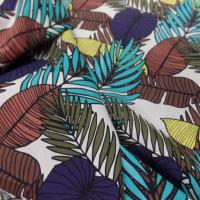 Coton popeline blanche imprime feuillage multicolore8