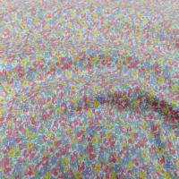 coton popeline blanche imprimé style liberty petite fleurs rose,jaune,bleu