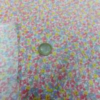 coton popeline blanche imprimé style liberty petite fleurs rose,jaune,bleu
