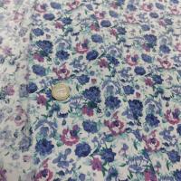Coton popeline blanche imprimée petite fleurs bleu LIBERTY par 50 Cm