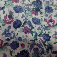 Coton popeline blanche imprimée petite fleurs bleu par 50 Cm PAS CHER