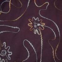 Coton prune broderie fleuri en fil de laine 1 