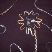 Coton prune broderie fleuri en fil de laine 2 