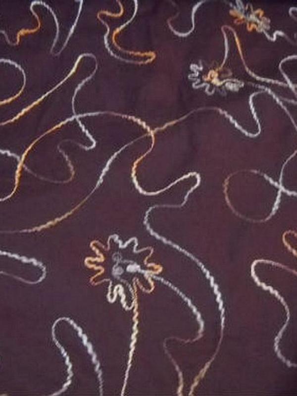Coton prune broderie fleuri en fil de laine 3 